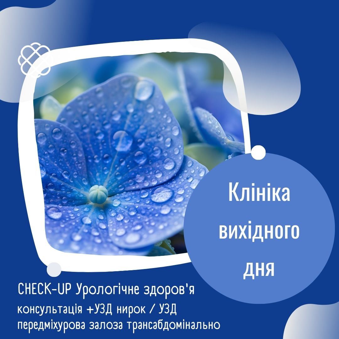 CHECK-UP - Урологічне здоров`я (консультація+УЗД нирок / УЗД передміхурова залоза трансабдомінально) в Клініці вихідного дня